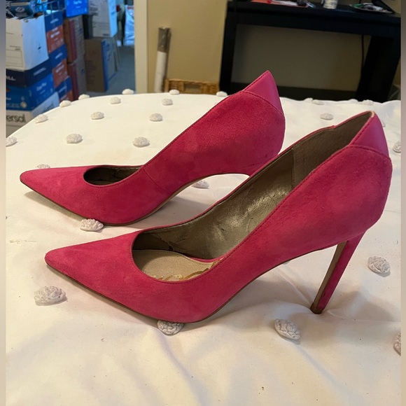 Sam Edelman Shoes - Sam Edelman Hot Pink Suede Pointed Toe Heels